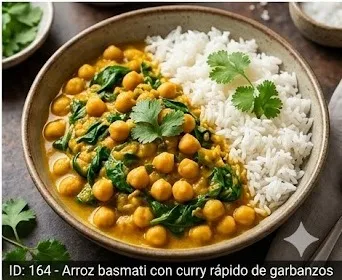 Basmati Rice with Quick Chickpea and Spinach Curry