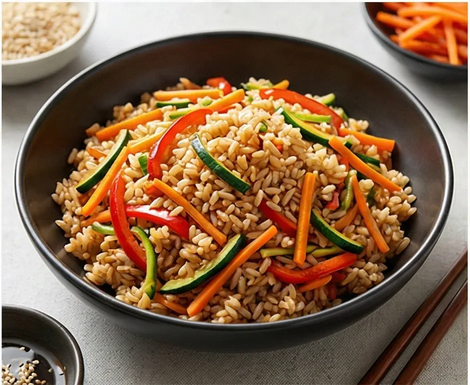 Oriental Wok-Style Brown Rice with Vegetables