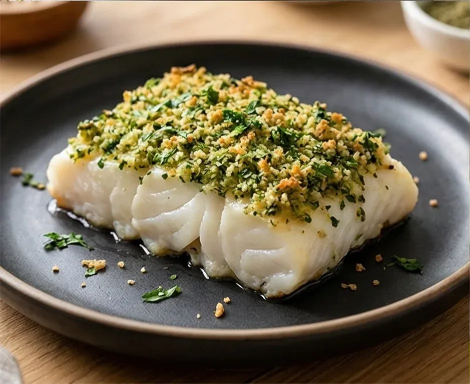Baked Cod with Light Garlic and Parsley Crust