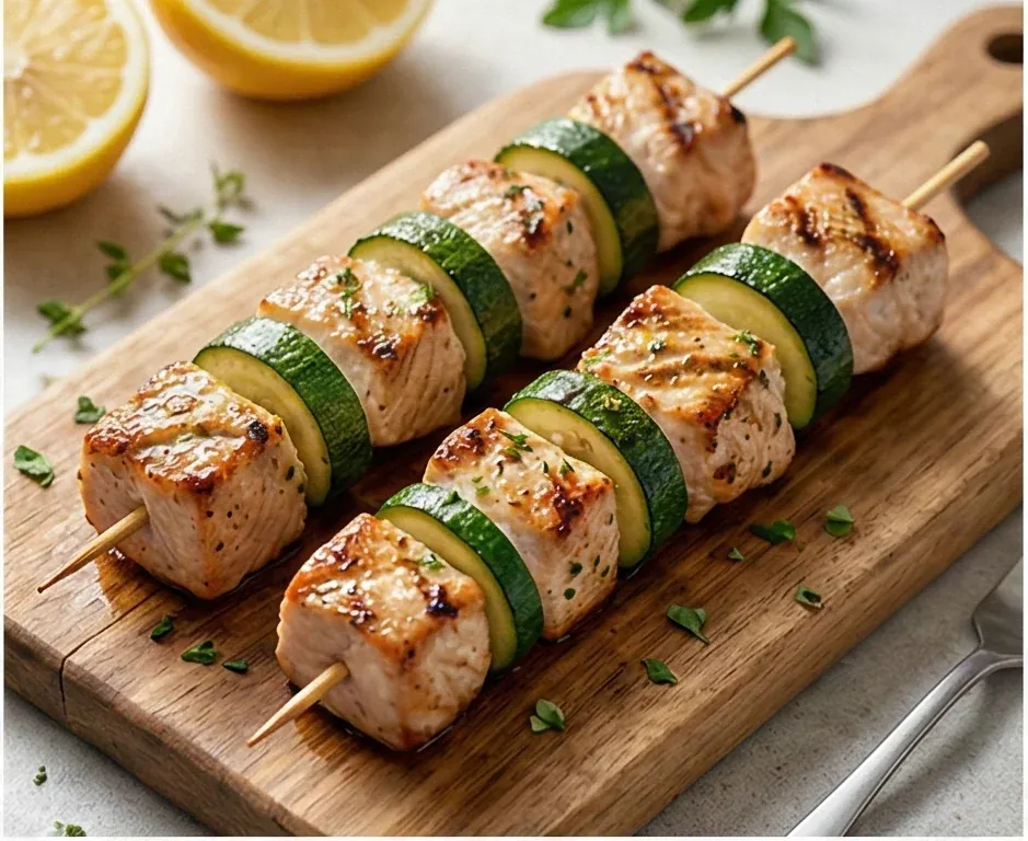 Turkey and Zucchini Lemon Skewers