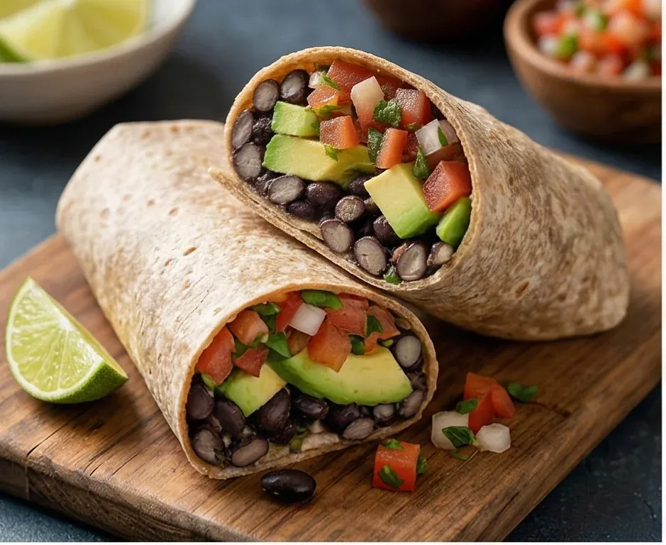 Whole Wheat Black Bean Burrito with Pico de Gallo