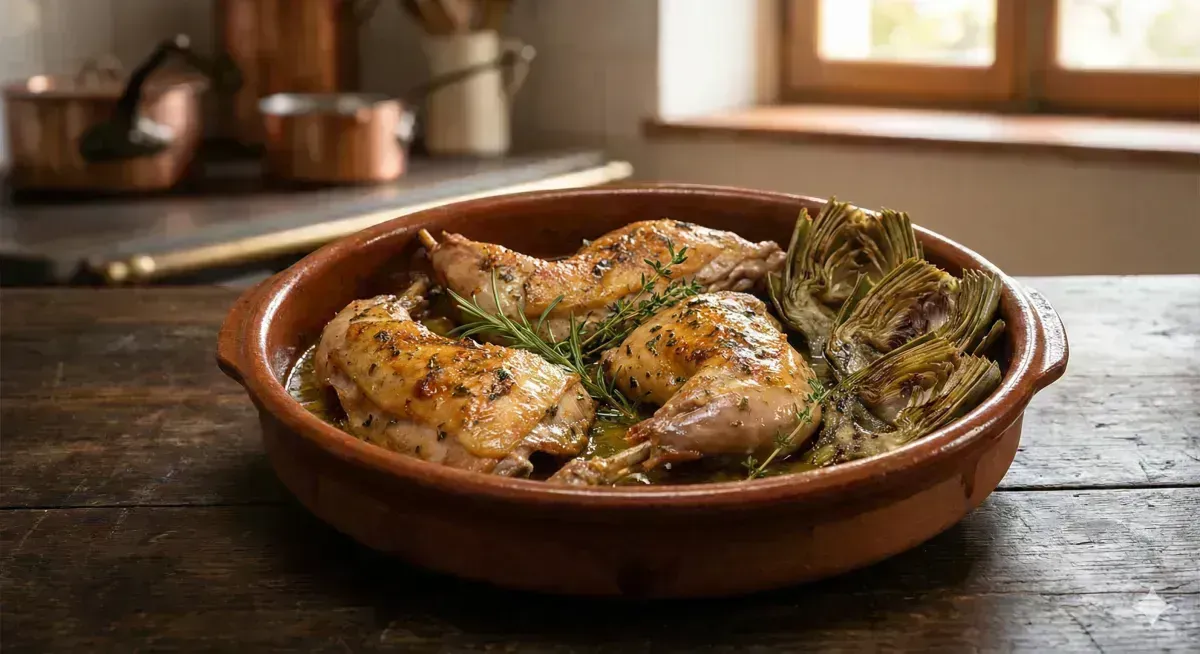 Rabbit Roasted with Provençal Herbs and Artichokes
