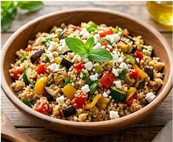 Whole-Wheat Couscous with Roasted Vegetables and Feta
