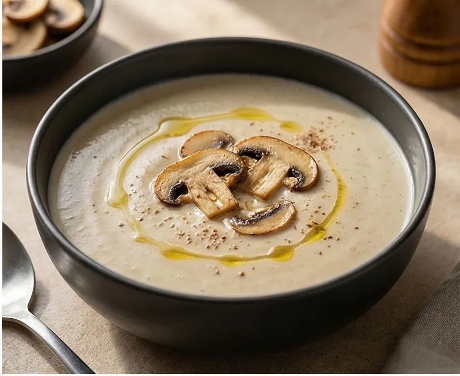 Mushroom and Leek Cream Soup with Oat Drink