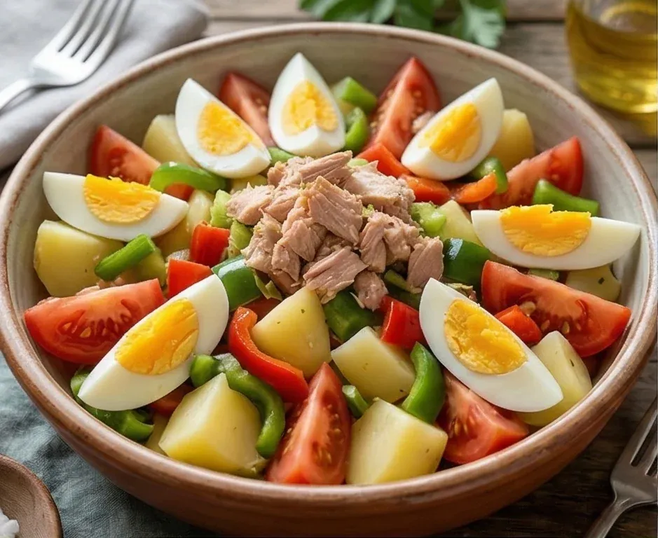 Country Potato Salad with Bell Pepper, Tomato, and Natural Tuna