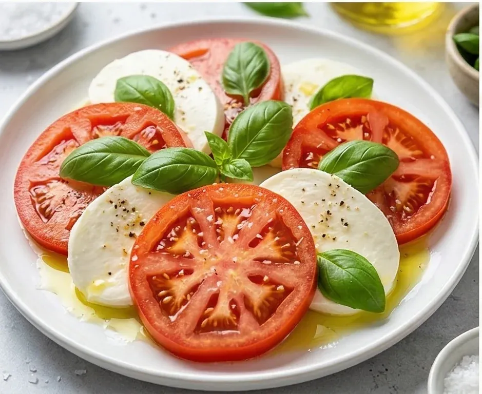 Caprese Salad with Seasonal Tomatoes and Light Mozzarella