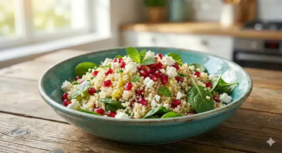 Quinoa, Pomegranate, and Light Feta Salad