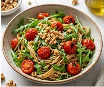 Whole Wheat Pasta Salad with Arugula and Cherry Tomatoes