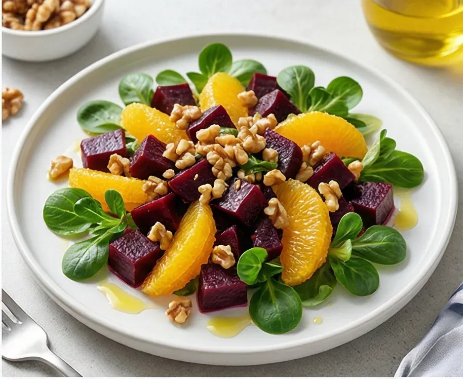 Beetroot, Orange, and Lambs Lettuce Salad