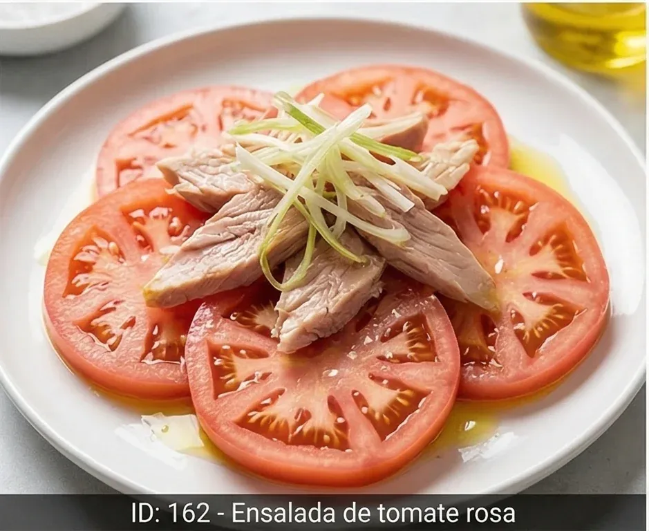 Pink Tomato Salad with Tuna Belly and Spring Onion