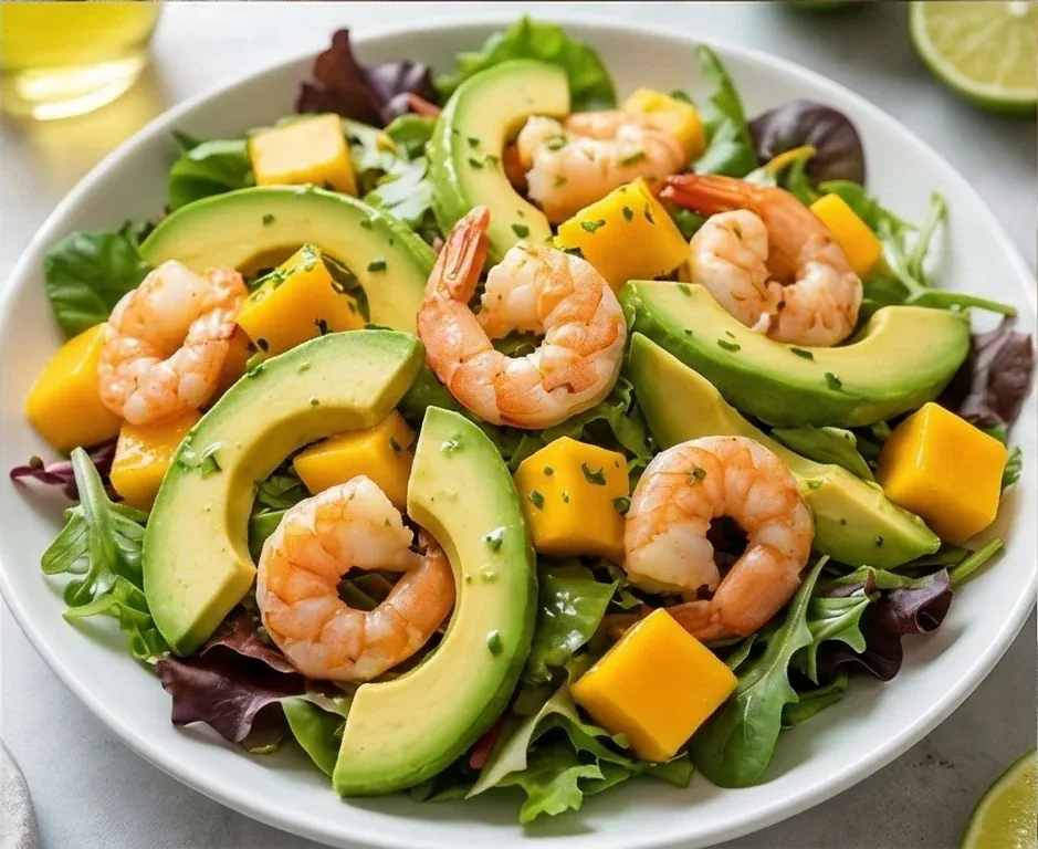 Tropical Avocado, Mango, and Cooked Prawn Salad