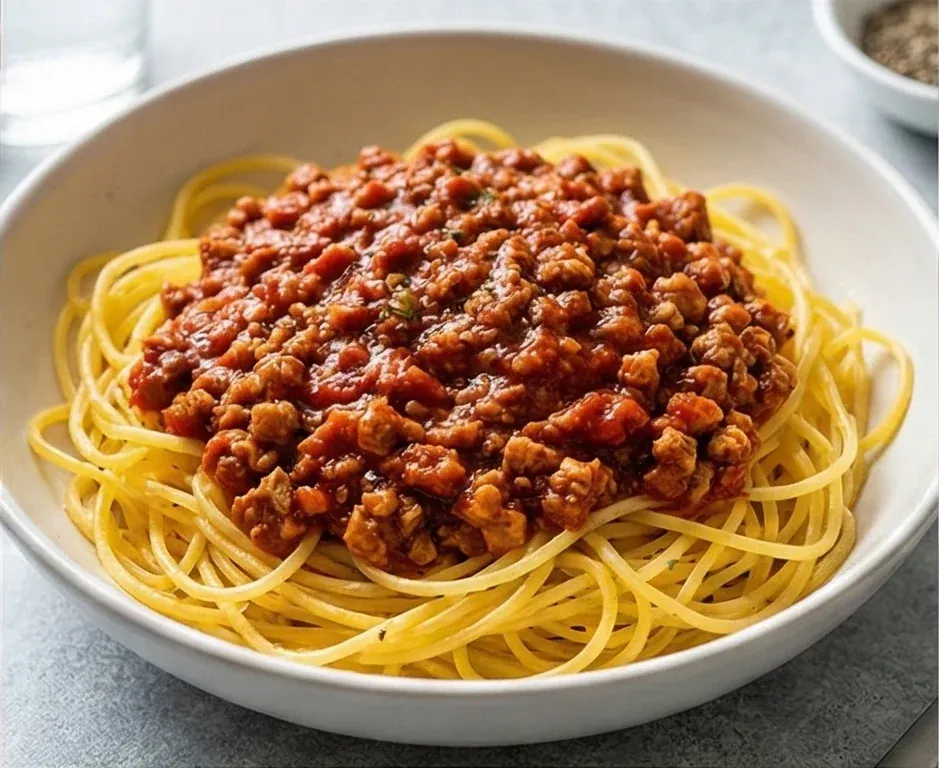 Spaghetti Squash with Textured Soy Bolognese Sauce