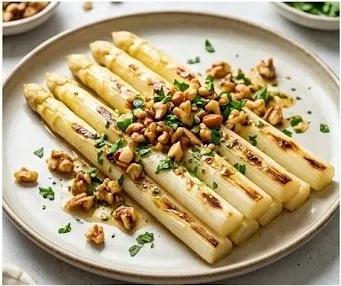 Grilled White Asparagus with Nut Vinaigrette