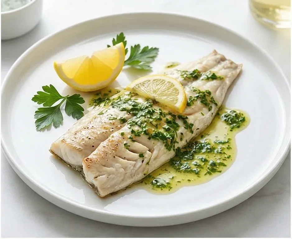 Hake Fillet with Parsley and Lemon Sauce