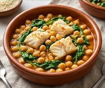 Chickpeas with Spinach and Desalted Cod