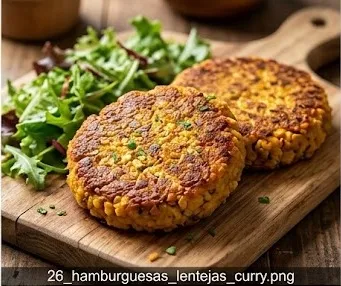 Red Lentil and Curry Burgers