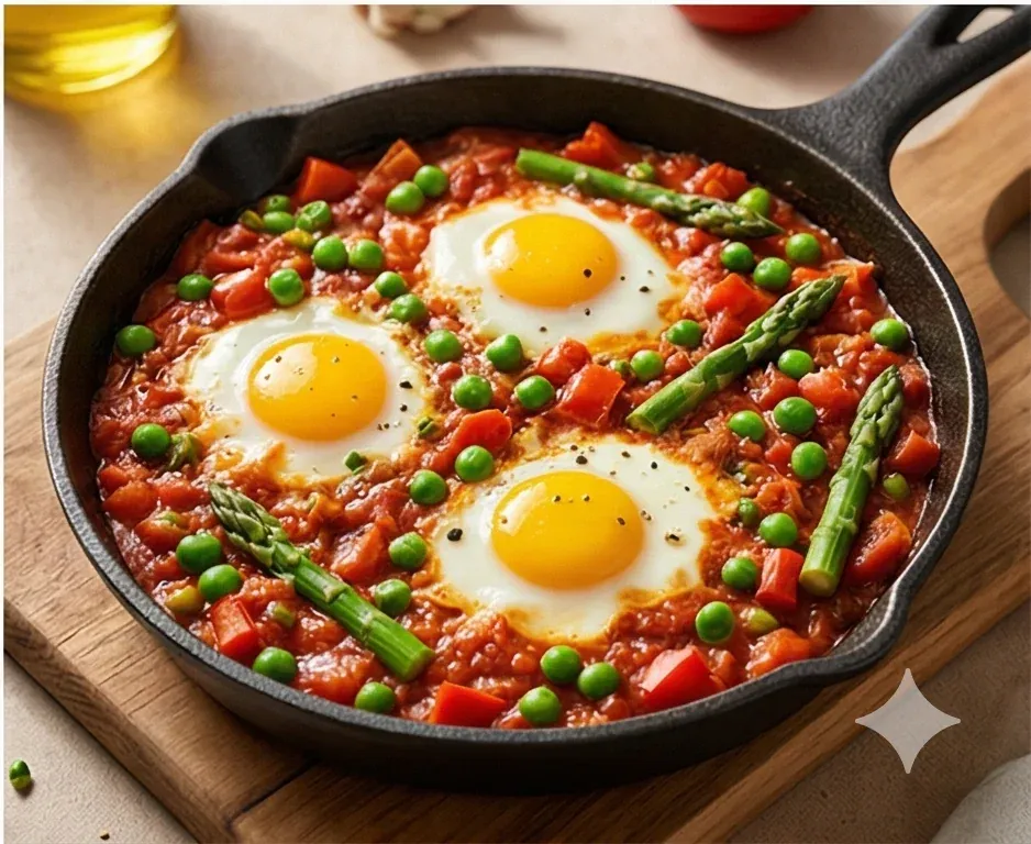 Healthy Flamenco Eggs with Vegetables