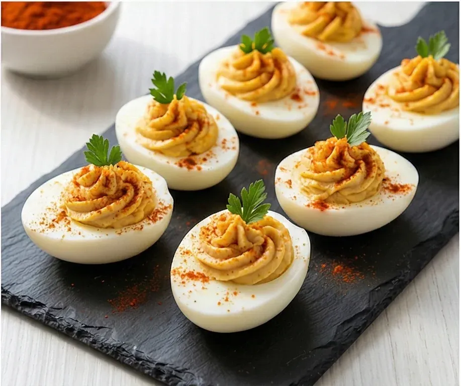 Deviled Eggs with Hummus and Smoked Paprika