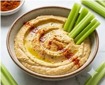 Pardina Lentil Hummus with Celery Sticks