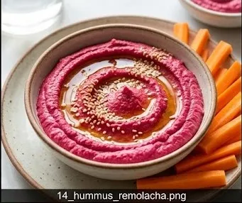 Beetroot Hummus with Carrot Sticks