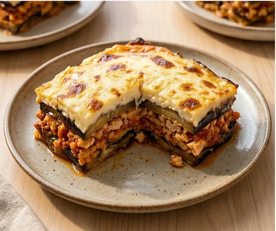 Light Eggplant and Chicken Moussaka