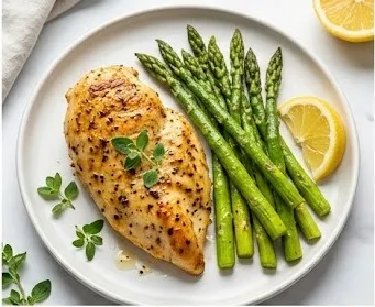 Lemon Chicken Breast with Wild Asparagus: Juiciness and Nutrition