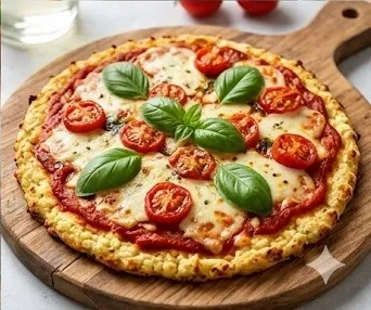 Cauliflower Crust Pizza with Tomato and Light Mozzarella