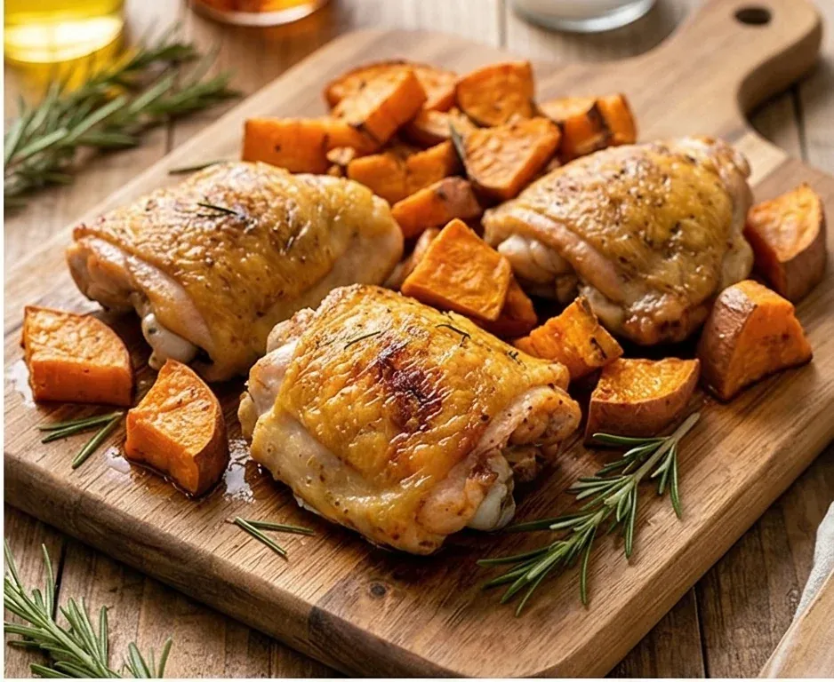 Baked Chicken with Sweet Potato and Fresh Rosemary