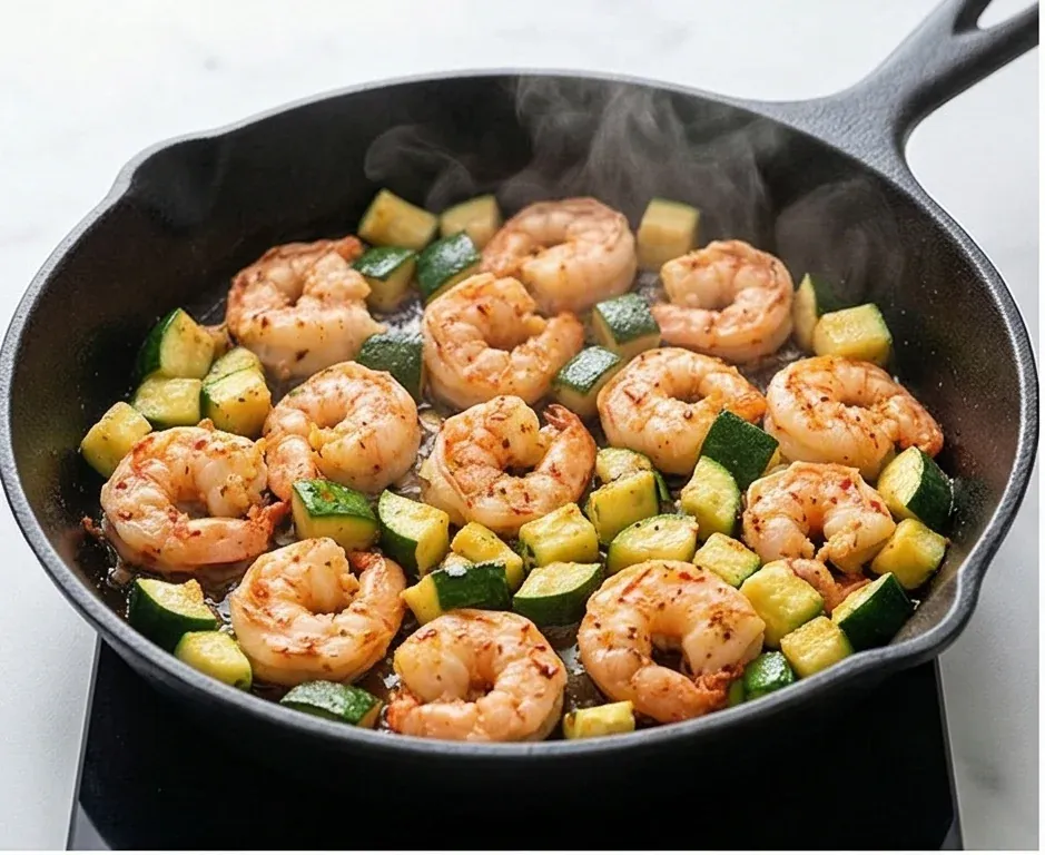 Sautéed Prawns with Zucchini and Cayenne