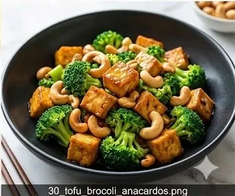 Marinated Tofu Stir-fry with Broccoli and Cashews