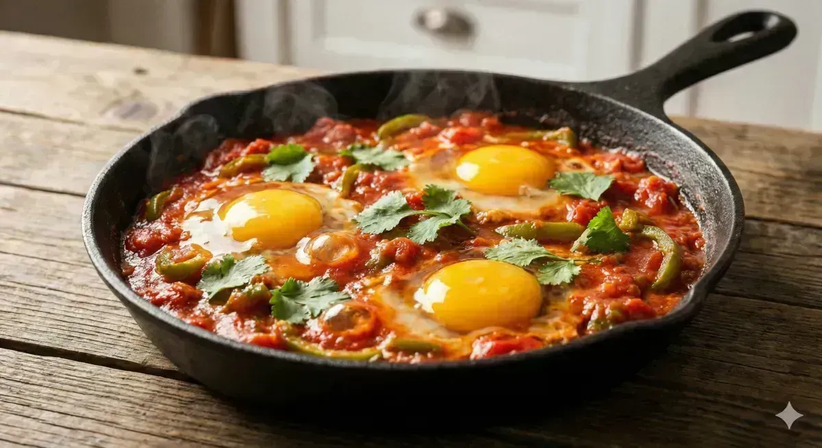 Shakshuka: Authentic Eggs with Tomato and Pepper
