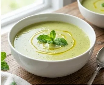 Zucchini and Mint Soup (ideal served hot or cold)