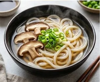 Udon Noodle Soup with Shiitake Mushrooms and Scallions