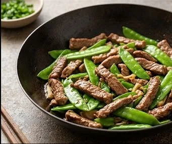 Sautéed Beef with Snow Peas and Low-Sodium Soy Sauce