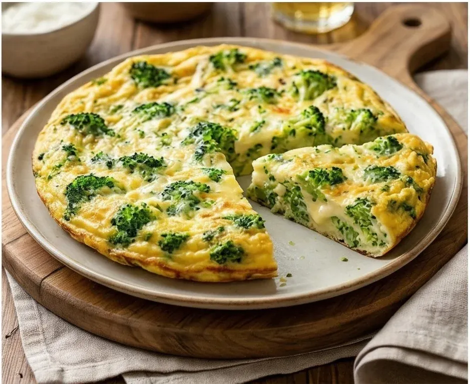 Chopped Broccoli and Low-Fat Grated Cheese Omelet