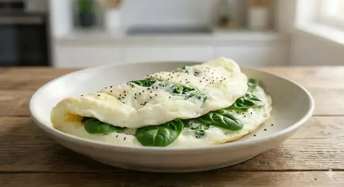 Egg White Omelet with Baby Spinach and Chia Seeds
