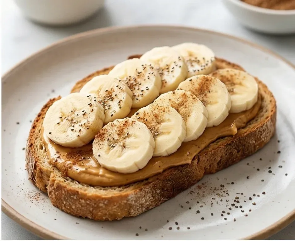 Whole-Wheat Toast with Natural Peanut Butter and Banana Slices