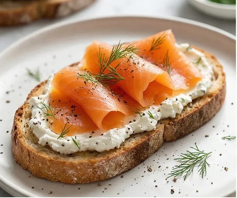 Sourdough Toast with Smoked Salmon and Whipped Fresh Cheese